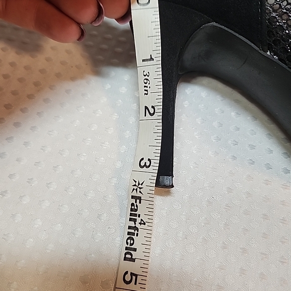 Alfani Womens Black Suede High Heel Bootie Size 6.5 Stiletto Witchy Mesh Shoetie - Picture 7 of 7